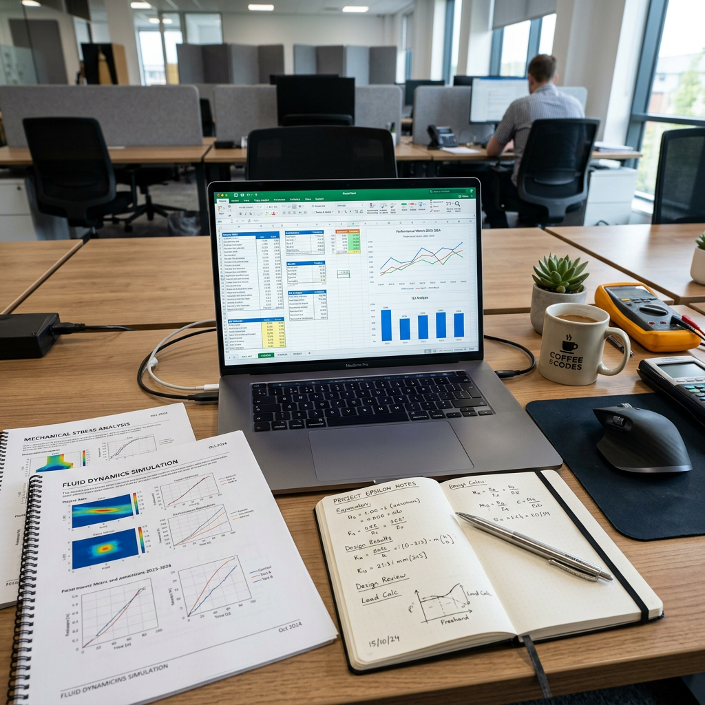 Technical analysis reports and charts on a desk